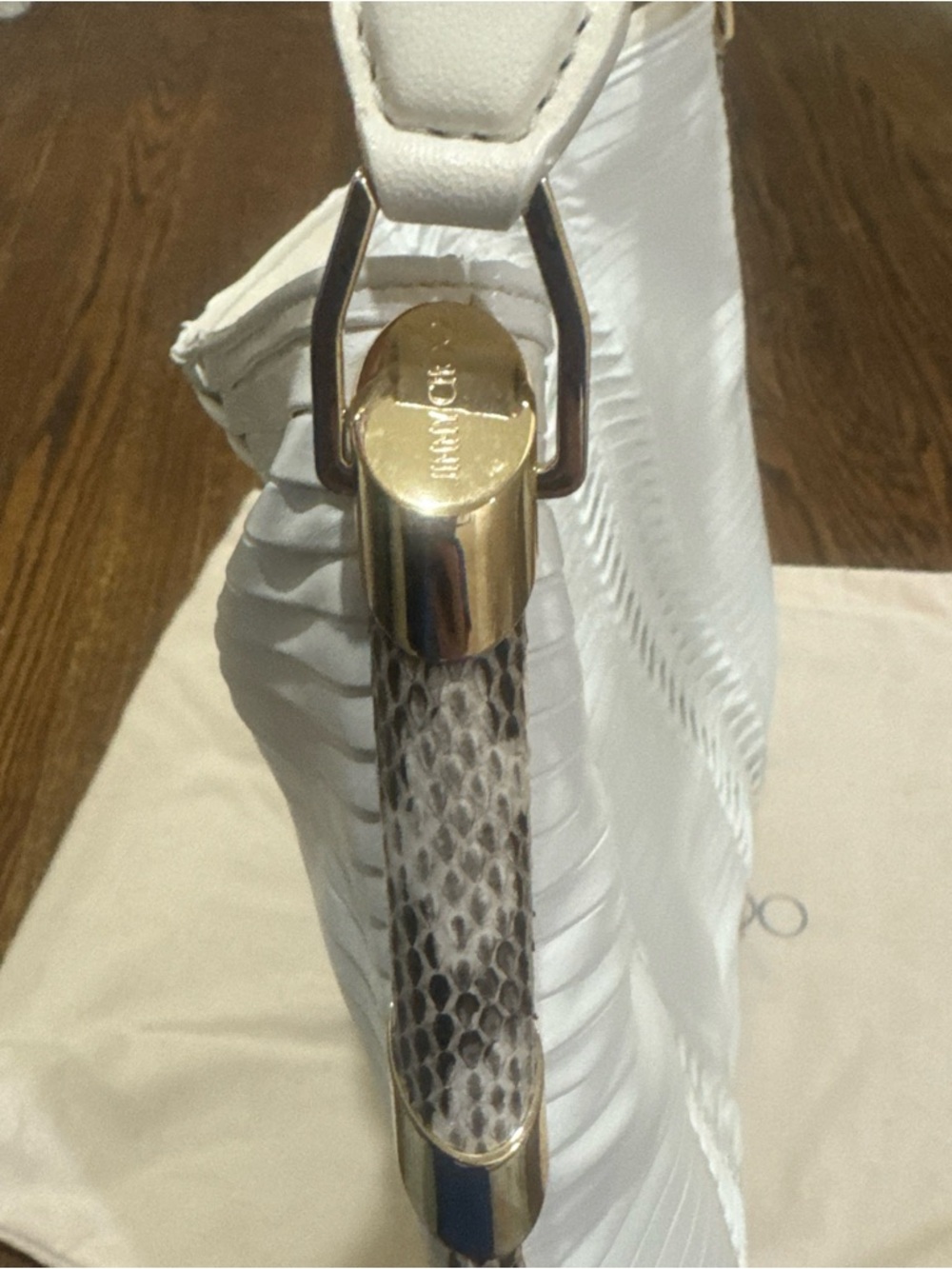 Jimmy Choo/Vintage/White Pleated Leather Hobo Shoulder Bag/Python/NIB/NEVER USED - Picture 16 of 16